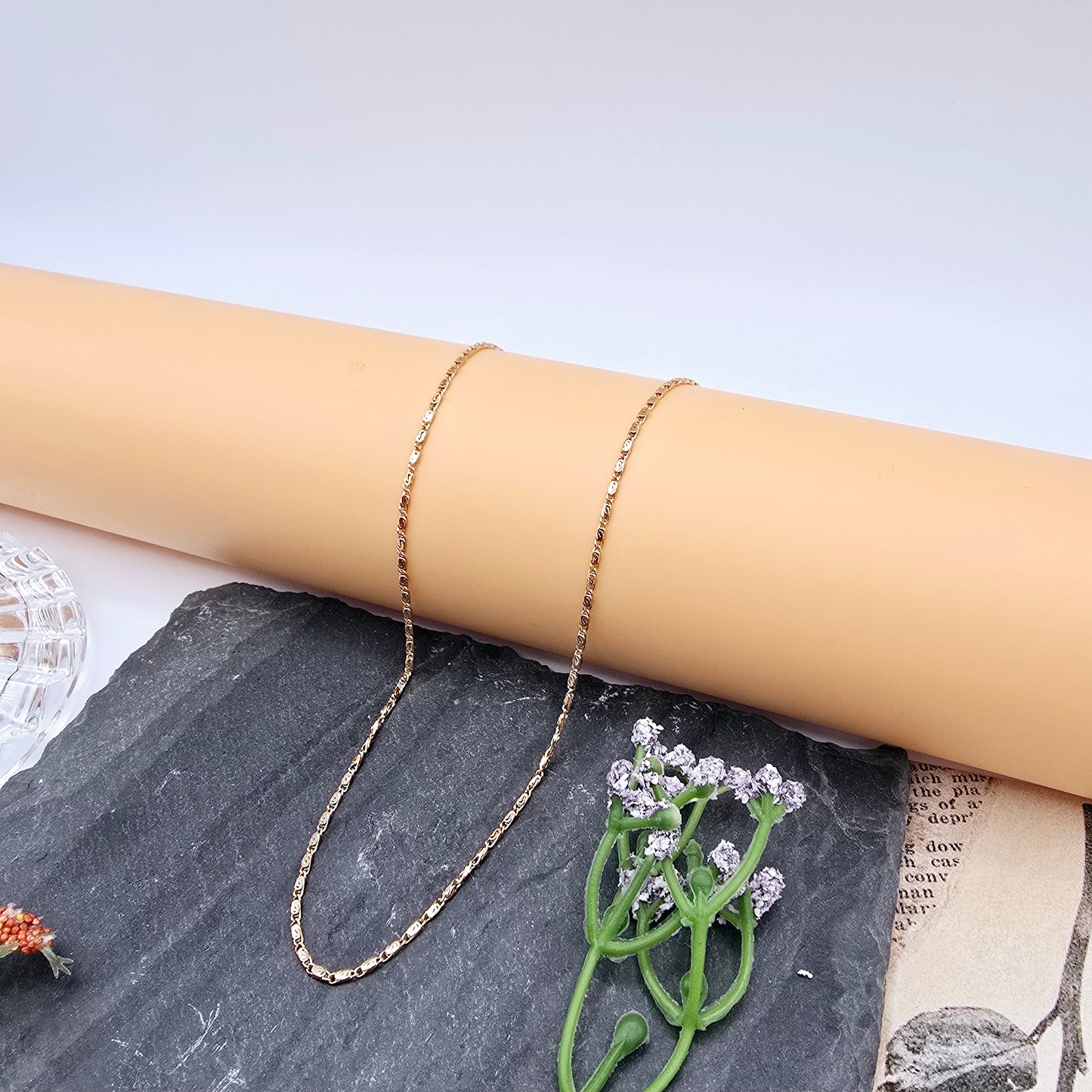 Rose Gold Slim Chain Necklace with Extender – 20 Inch Elegant Style, XPNL0008 (2001-8)