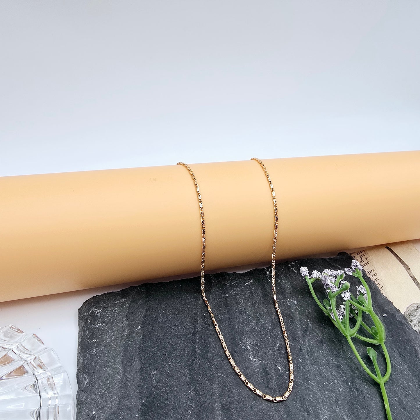 Rose Gold Slim Chain Necklace with Extender – 20 Inch Elegant Style, XPNL0008 (2001-8)