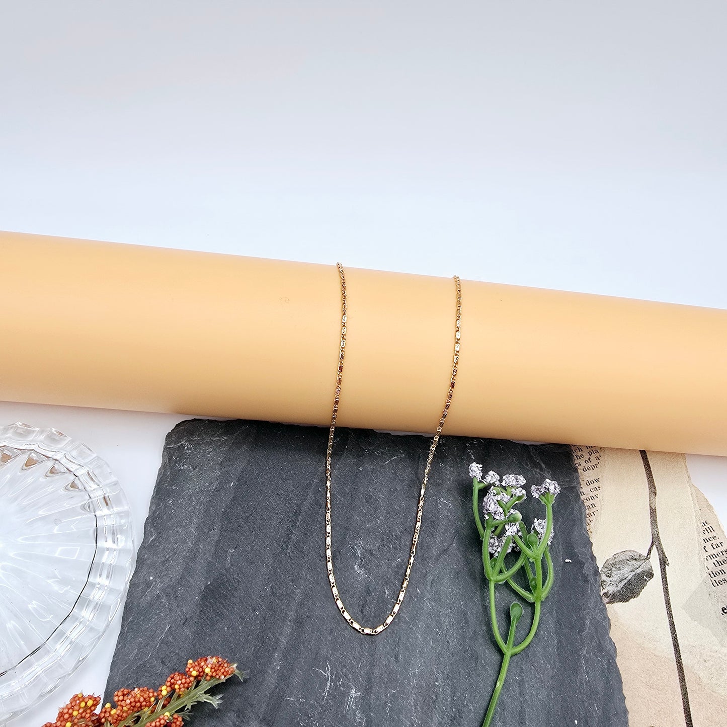 Rose Gold Slim Chain Necklace with Extender – 20 Inch Elegant Style, XPNL0008 (2001-8)