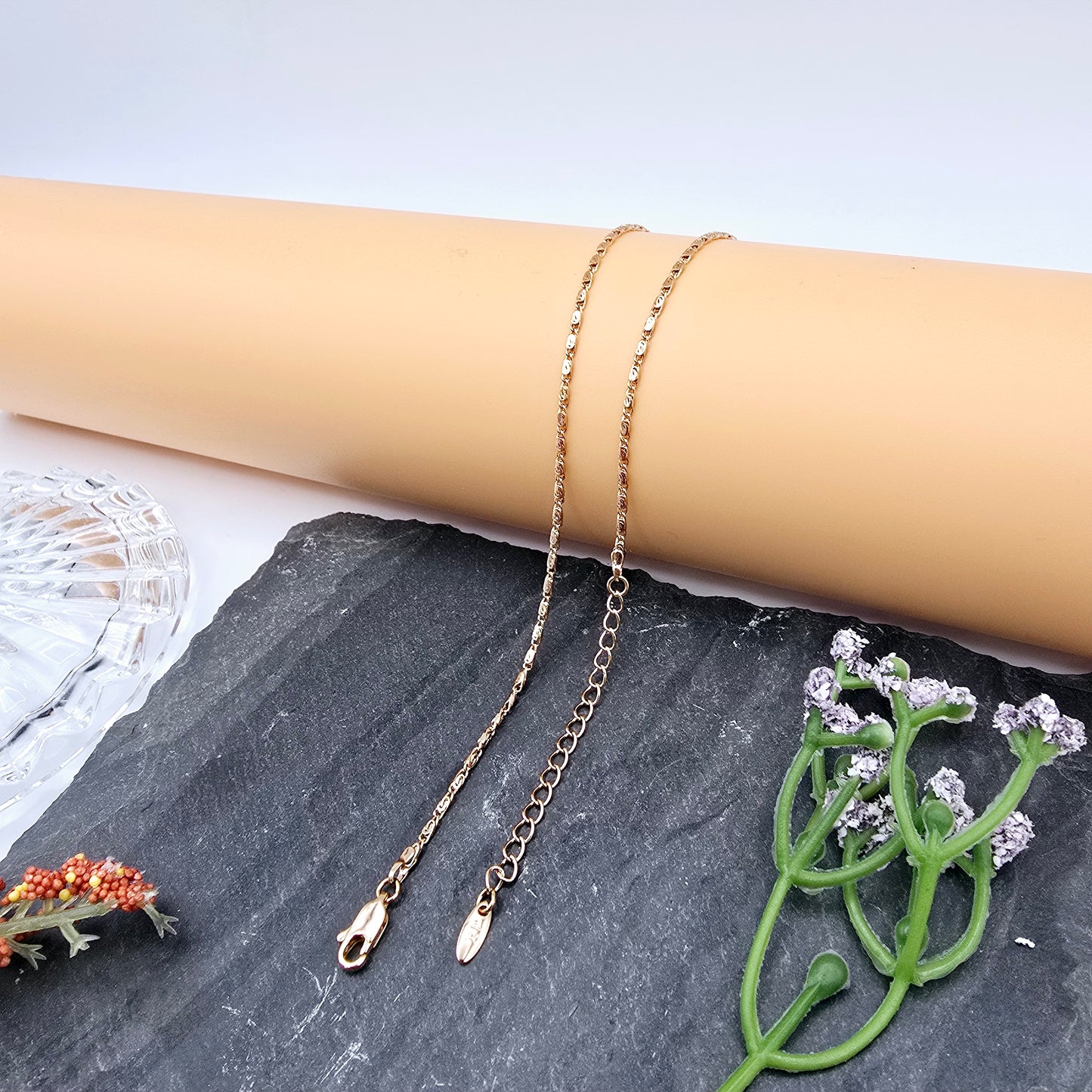 Rose Gold Slim Chain Necklace with Extender – 20 Inch Elegant Style, XPNL0008 (2001-8)