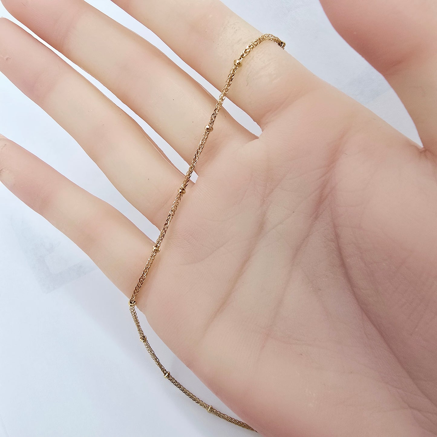 Delicate Rose Gold Chain Necklace with Bead Accents – 17.7 Inch, XPNL0009 (2001-9)