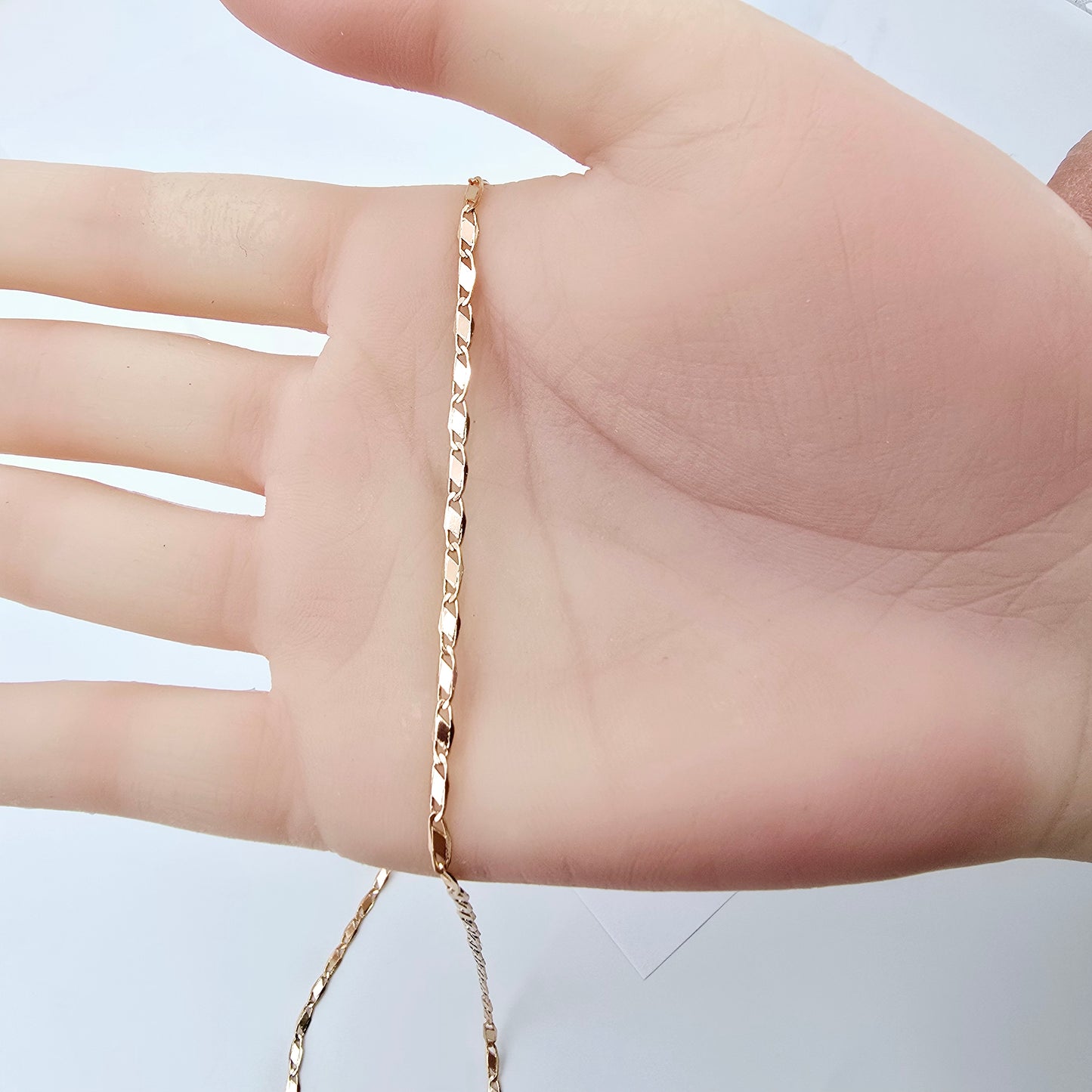 Rose Gold Figaro Chain Necklace with Extender – 19.7 Inch Shine, XPNL0010 (2001-10)