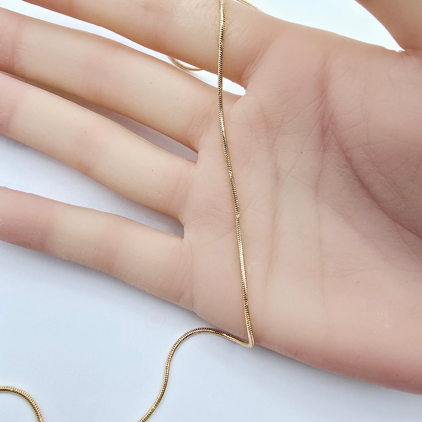 Minimalist Rose Gold Snake Chain Necklace, 18 Inch, Gold Plated Brass, XPNL0017 (2002-7)