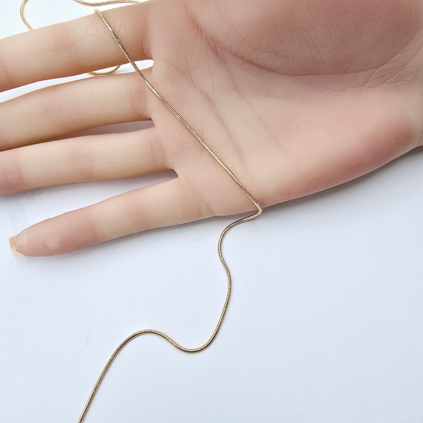 Minimalist Rose Gold Snake Chain Necklace, 18 Inch, Gold Plated Brass, XPNL0017 (2002-7)