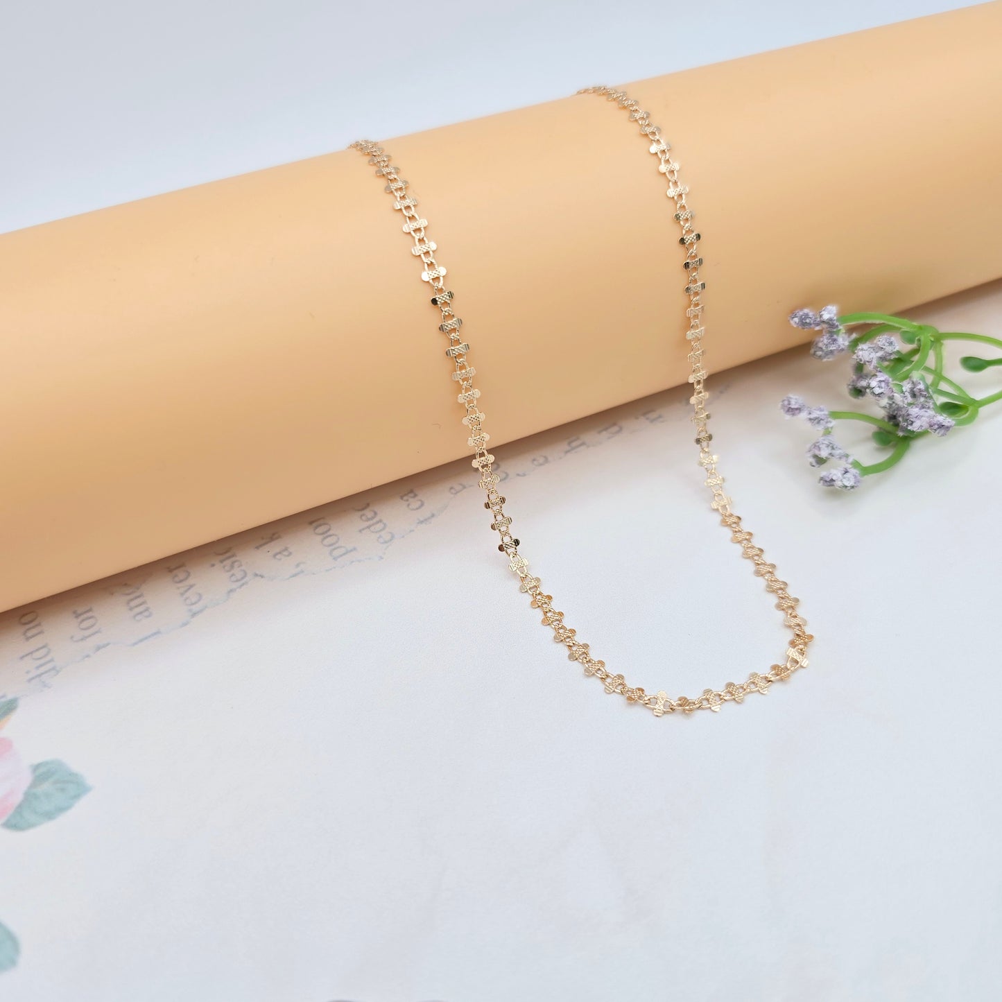 Rose Gold Plated Brass Necklace with Elegant Pattern – 17.7 Inches, XPNL0024 (2003-4)