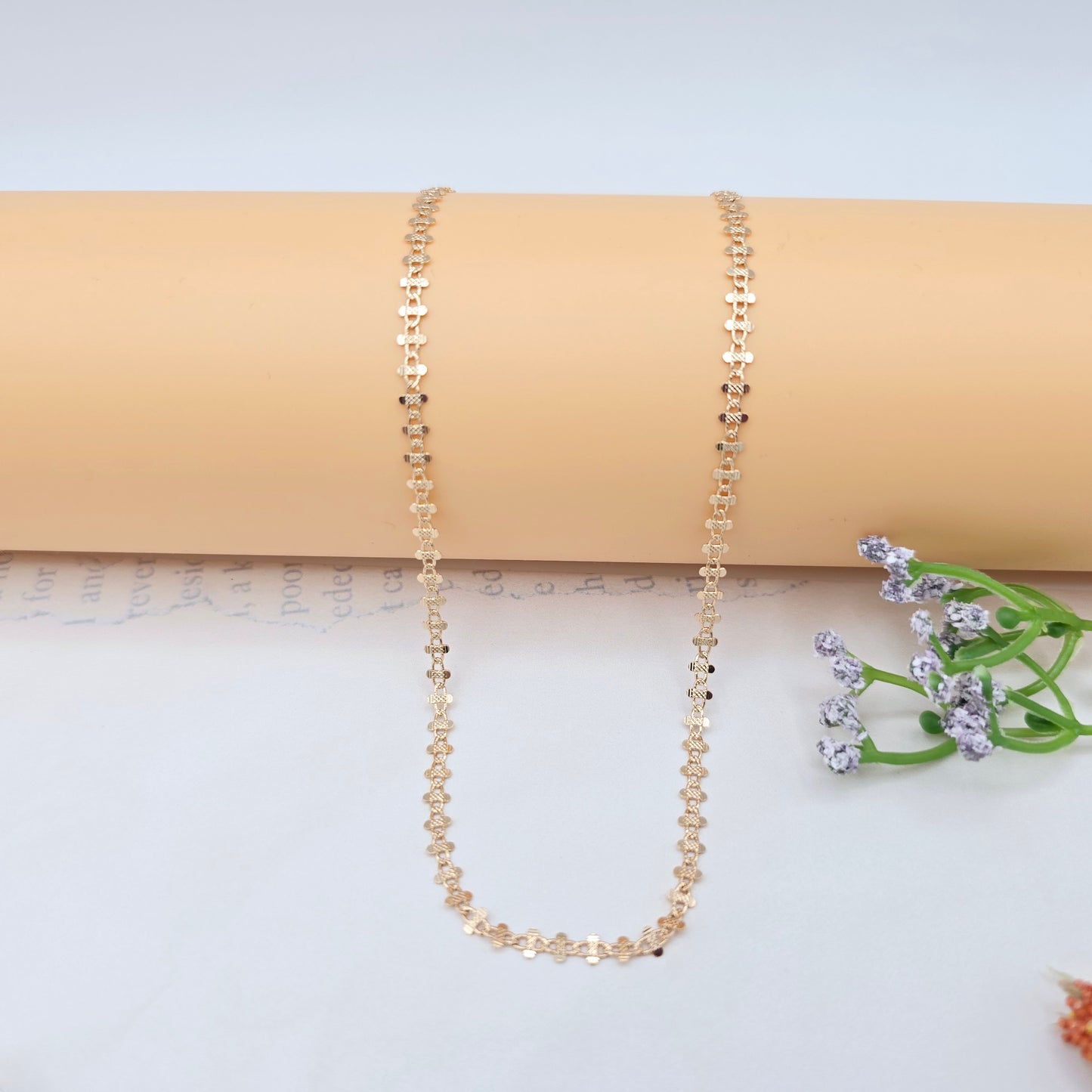 Rose Gold Plated Brass Necklace with Elegant Pattern – 17.7 Inches, XPNL0024 (2003-4)