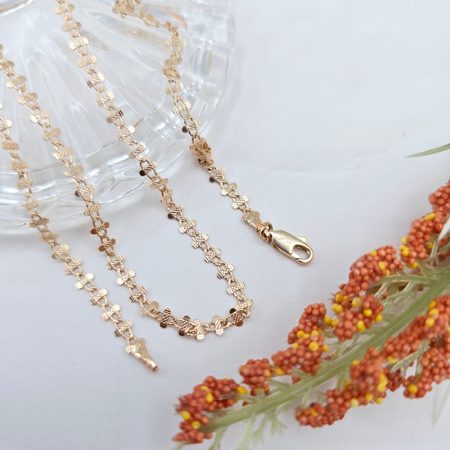 Rose Gold Plated Brass Necklace with Elegant Pattern – 17.7 Inches, XPNL0024 (2003-4)