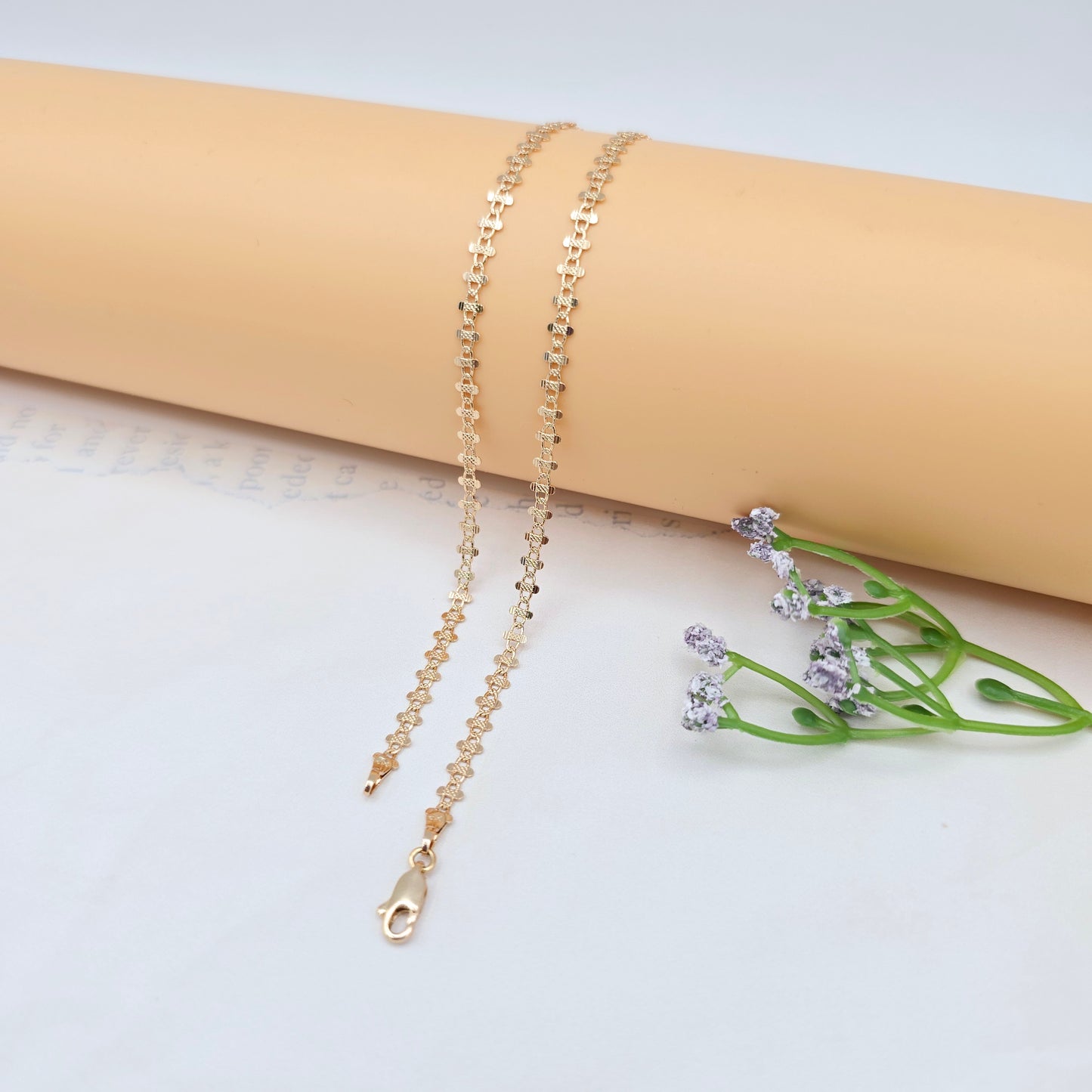 Rose Gold Plated Brass Necklace with Elegant Pattern – 17.7 Inches, XPNL0024 (2003-4)