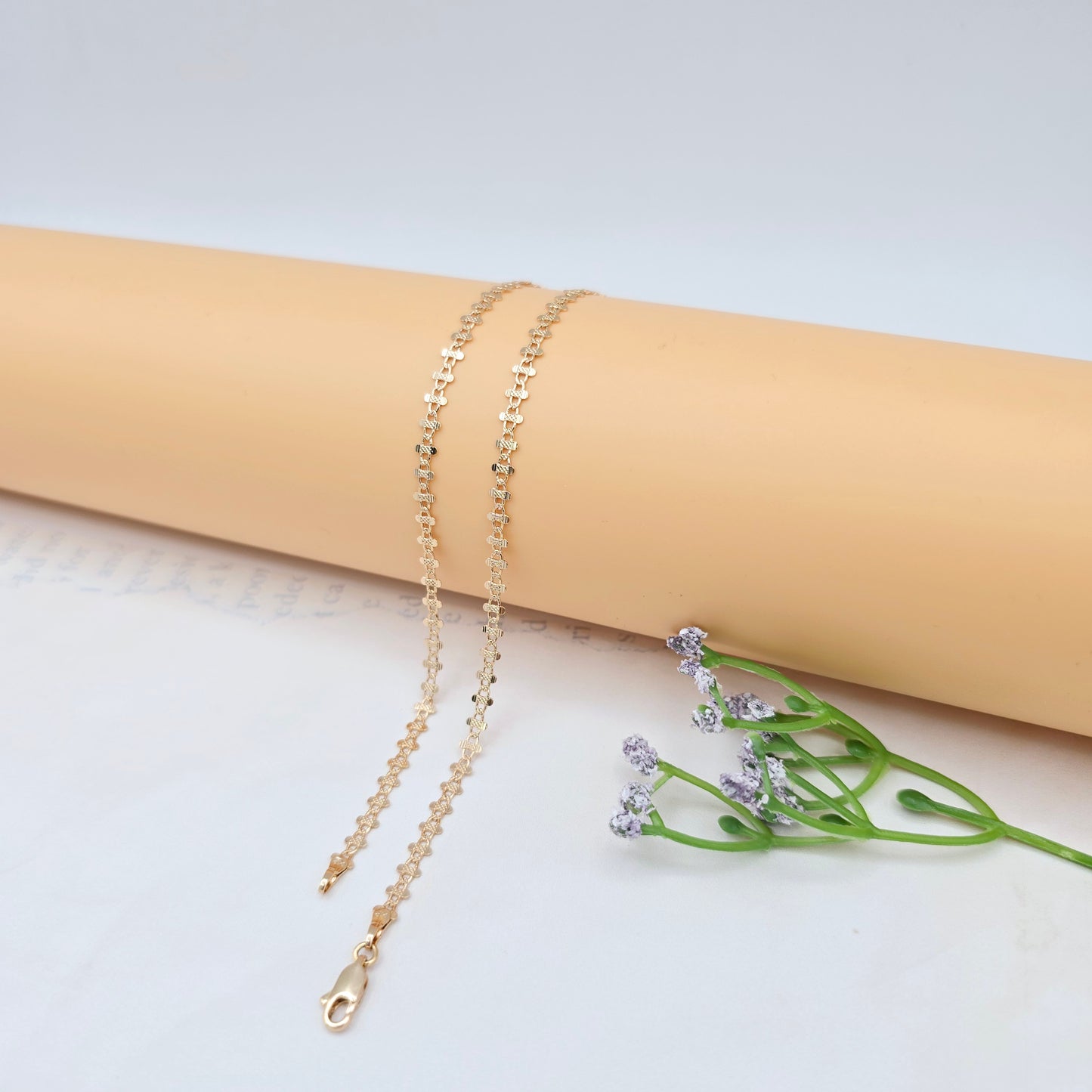 Rose Gold Plated Brass Necklace with Elegant Pattern – 17.7 Inches, XPNL0024 (2003-4)