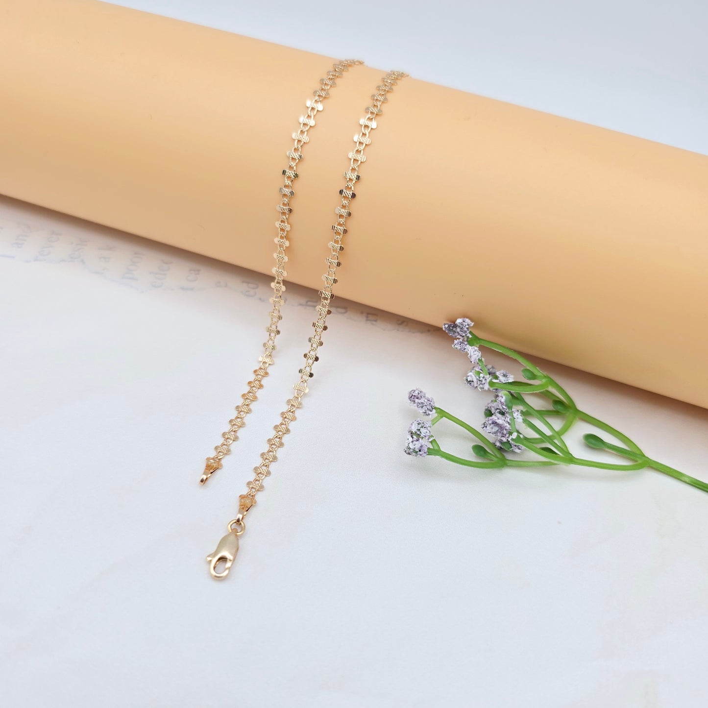 Rose Gold Plated Brass Necklace with Elegant Pattern – 17.7 Inches, XPNL0024 (2003-4)
