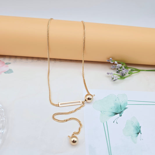 Modern Rose Gold Chain Necklace with Bar Accent, 17.7 Inch Design, XPNL0027 (2003-7)