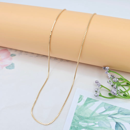 Minimalist Rose Gold Box Chain Necklace, 23.6 Inch Elegant Finish, XPNL0039 (2004-9)