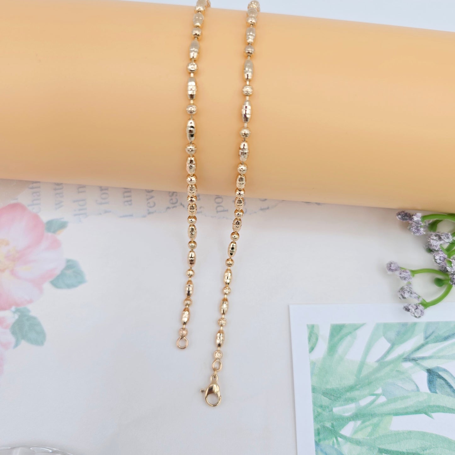 Rose Gold Bead Chain Necklace in Elegant Glossy Finish – 45cm, XPNL0041 (2005-1)