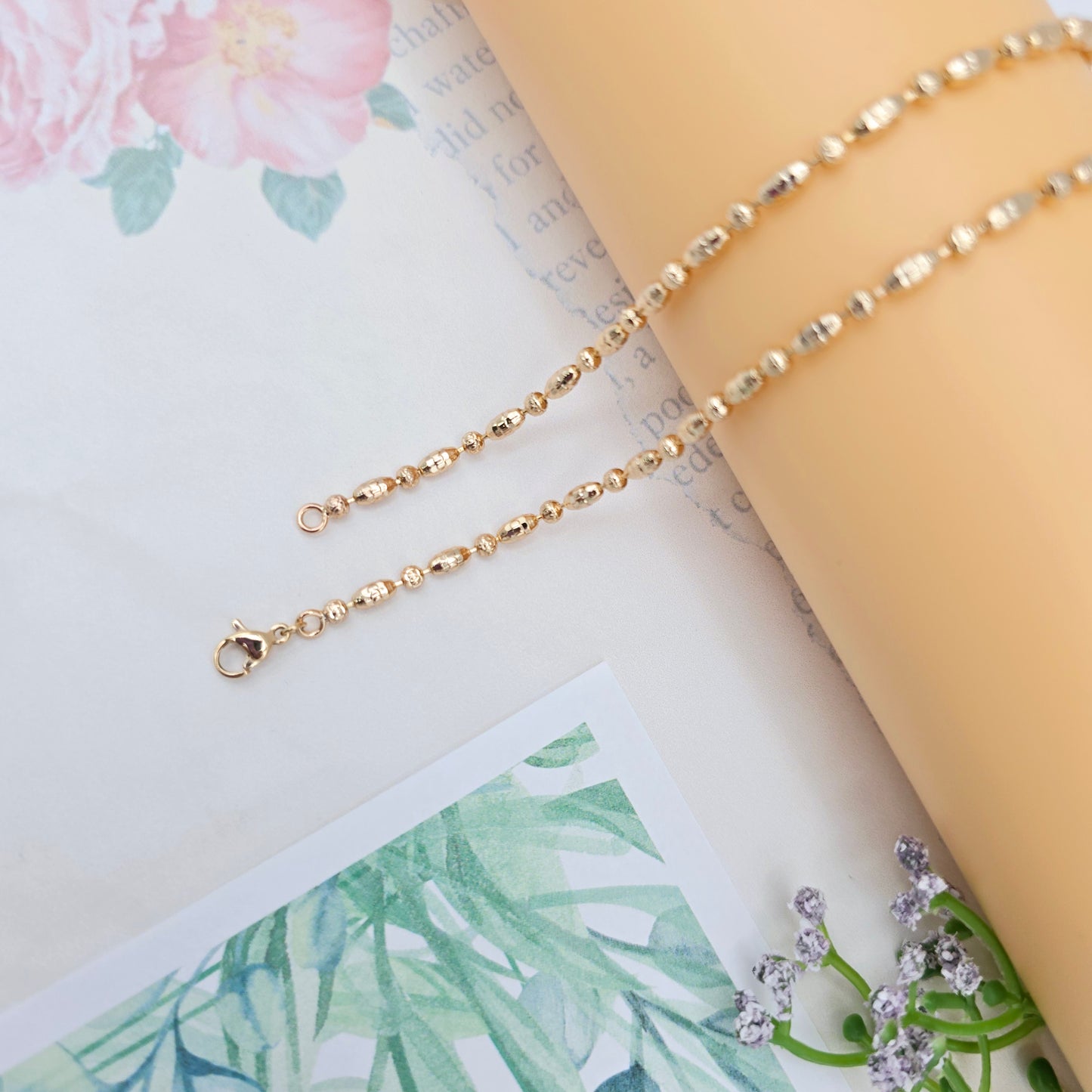 Rose Gold Bead Chain Necklace in Elegant Glossy Finish – 45cm, XPNL0041 (2005-1)