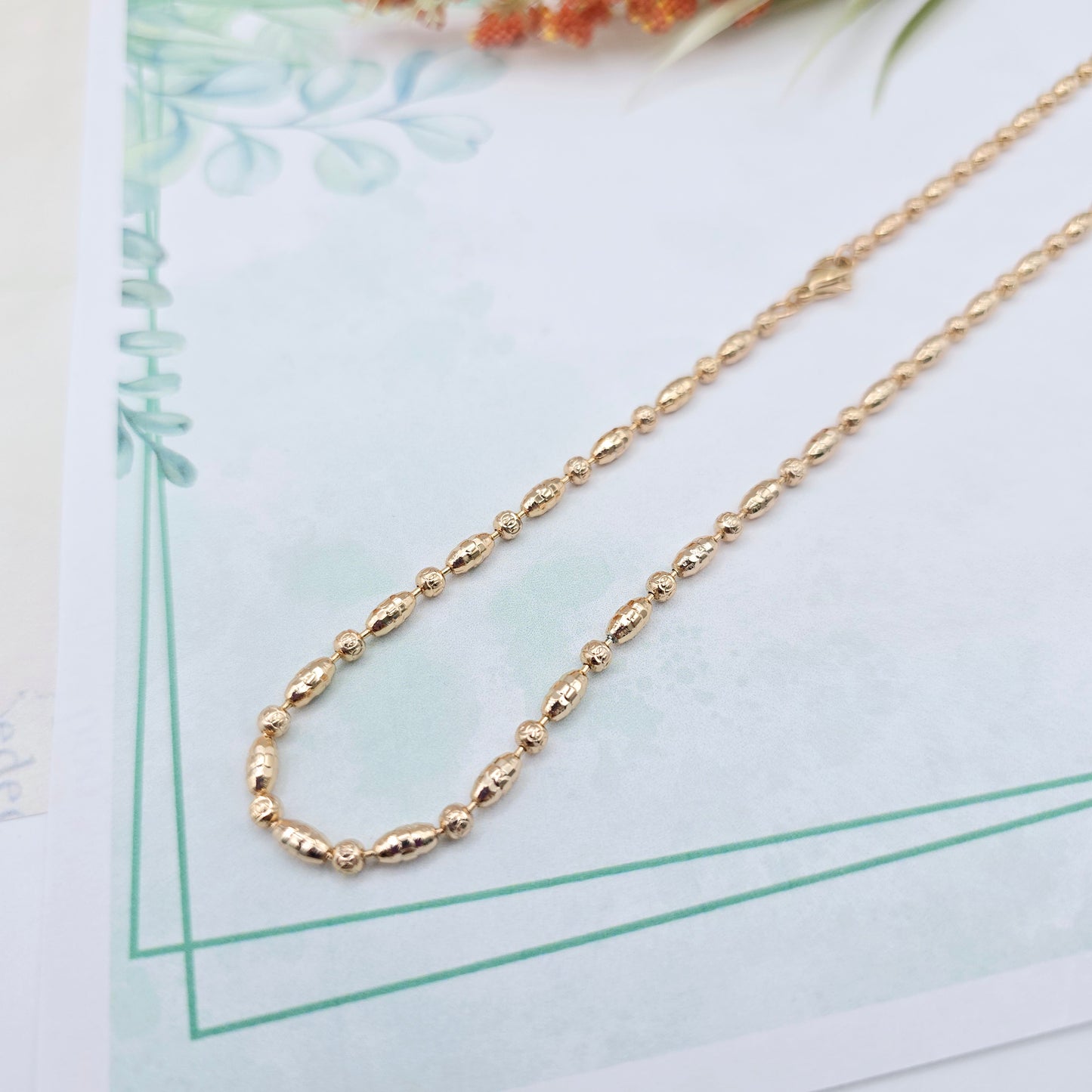 Rose Gold Bead Chain Necklace in Elegant Glossy Finish – 45cm, XPNL0041 (2005-1)