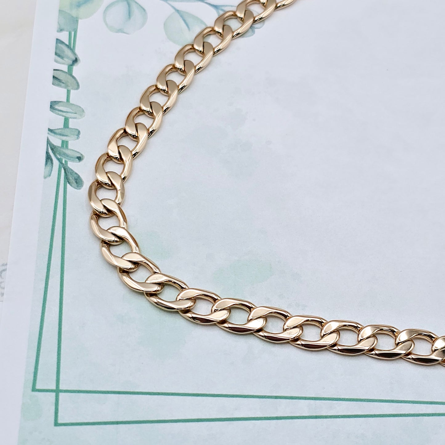 Rose Gold Cuban Chain Necklace Gold Plated Brass 49cm (19.3 Inches), XPNL0064 (2007-4)