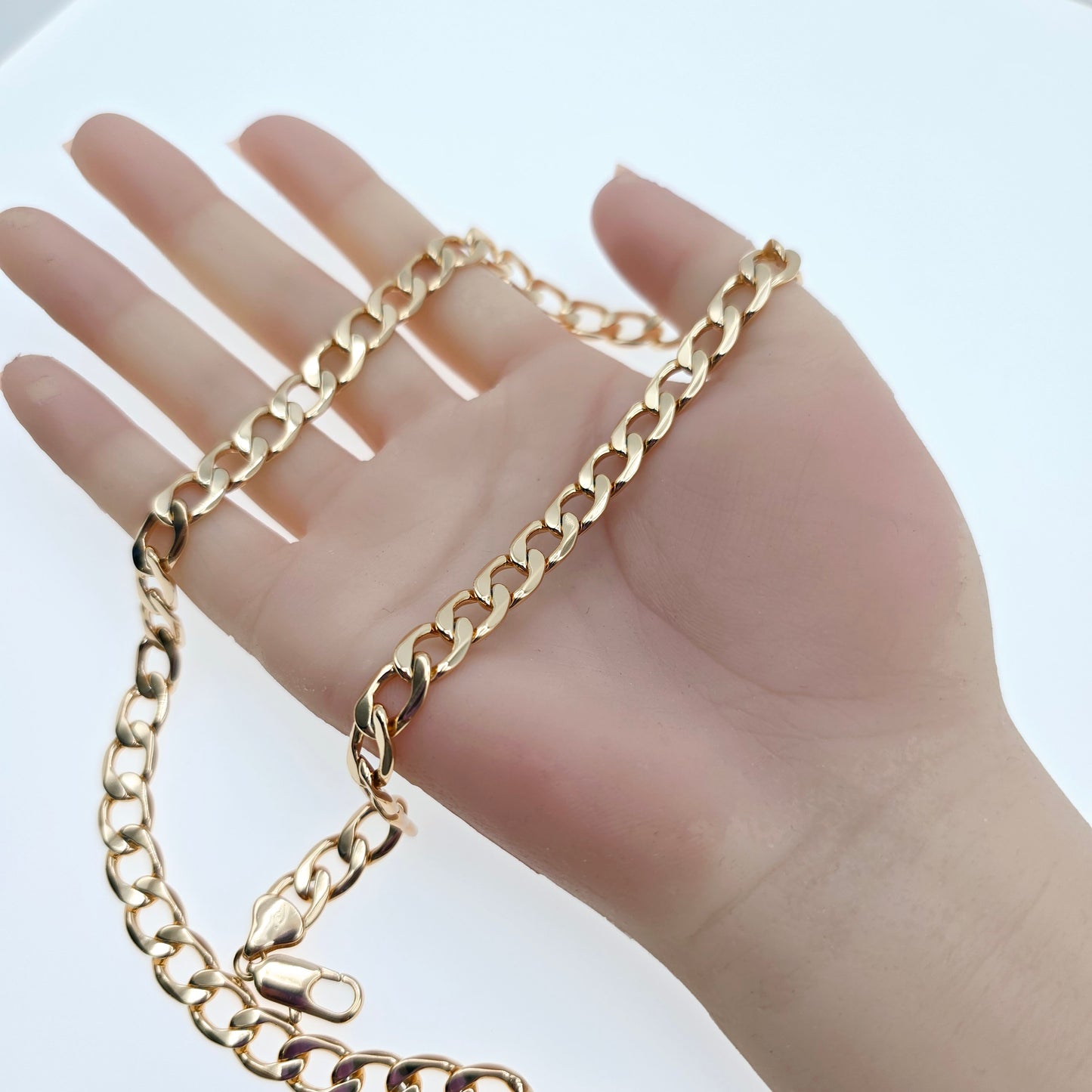 Rose Gold Cuban Chain Necklace Gold Plated Brass 49cm (19.3 Inches), XPNL0064 (2007-4)