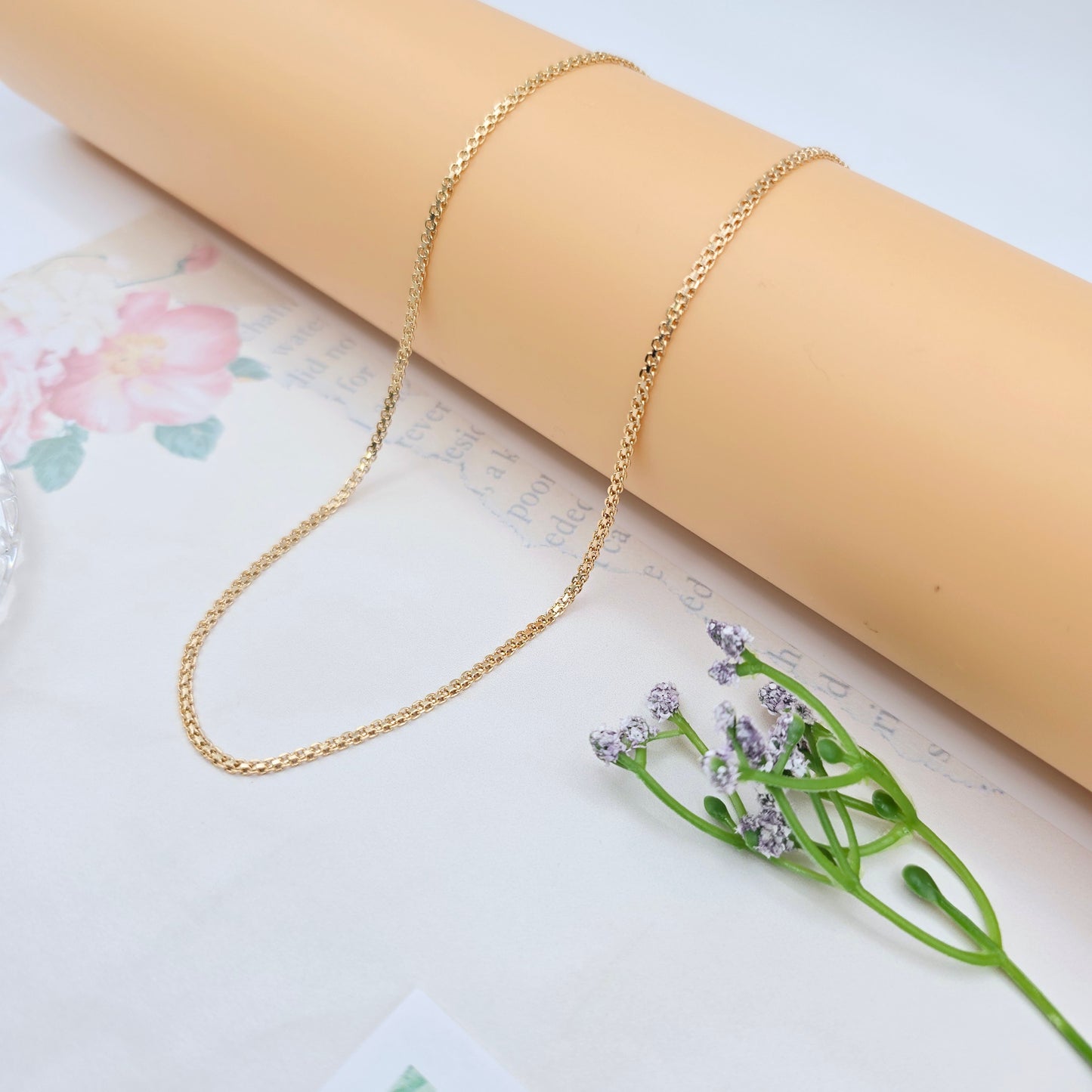 Rose Gold Plated High Shine Necklace in 50cm Classic Chain Design, XPNL0067 (2007-7)