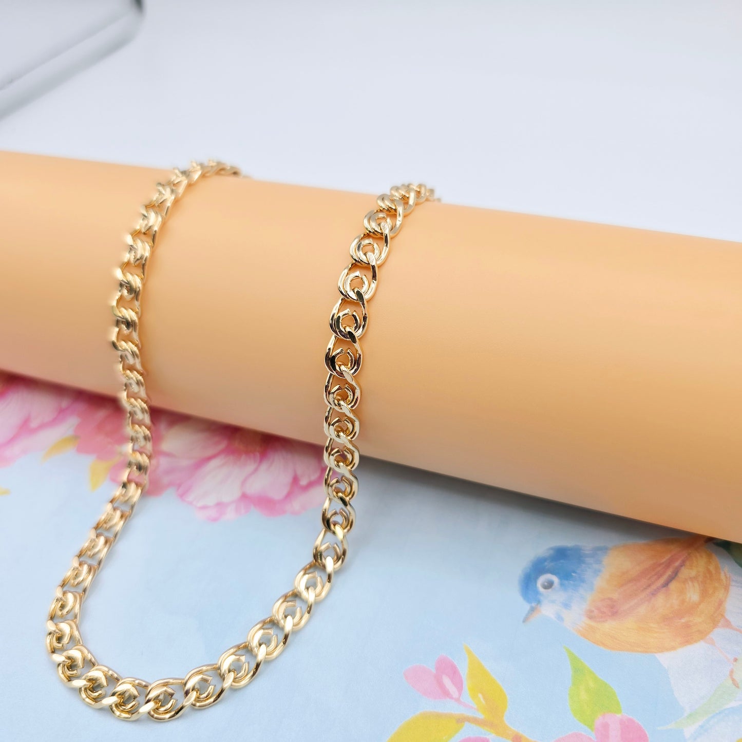 Rose Gold Round Chain Necklace Gold Plated on High Quality Brass, XPNL0073 (2008-3)