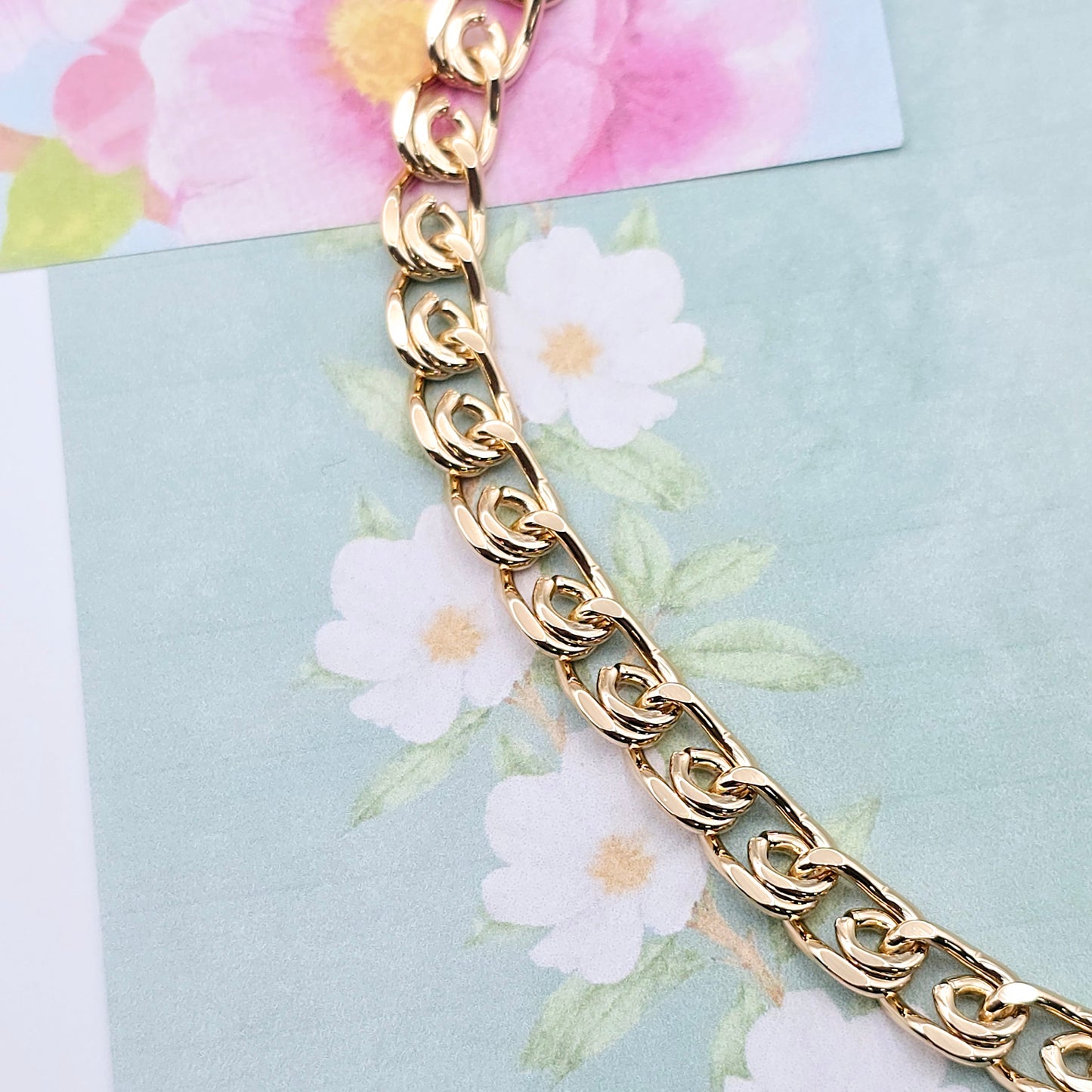 Rose Gold Round Chain Necklace Gold Plated on High Quality Brass, XPNL0073 (2008-3)