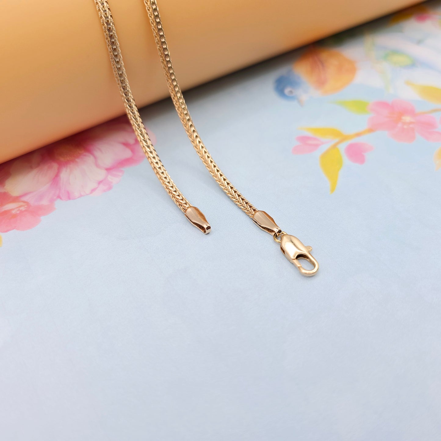 Classic Flat Chain Rose Gold Necklace for Elegant Everyday Wear, XPNL0074 (2008-4)