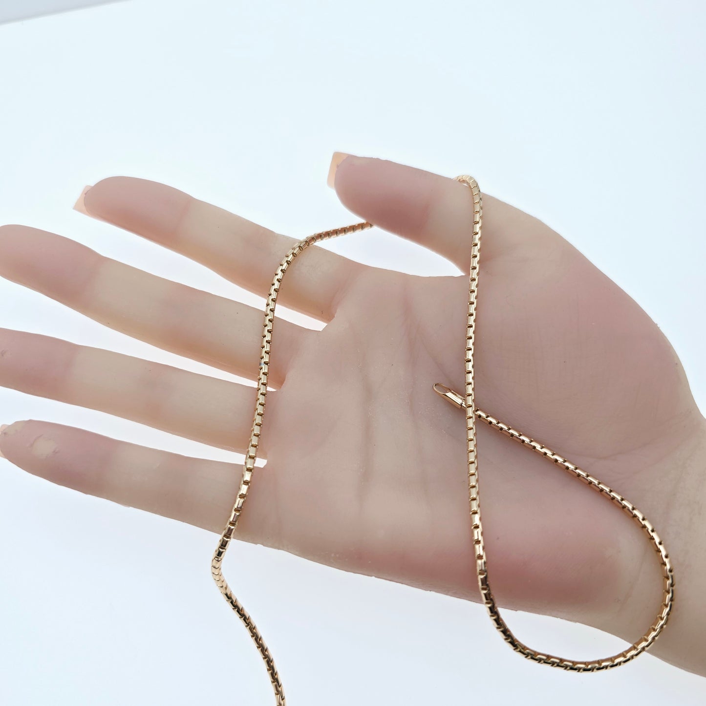 Slim Rose Gold Box Chain Necklace for Men & Women, 19.7 Inch Length, XPNL0077 (2008-7)