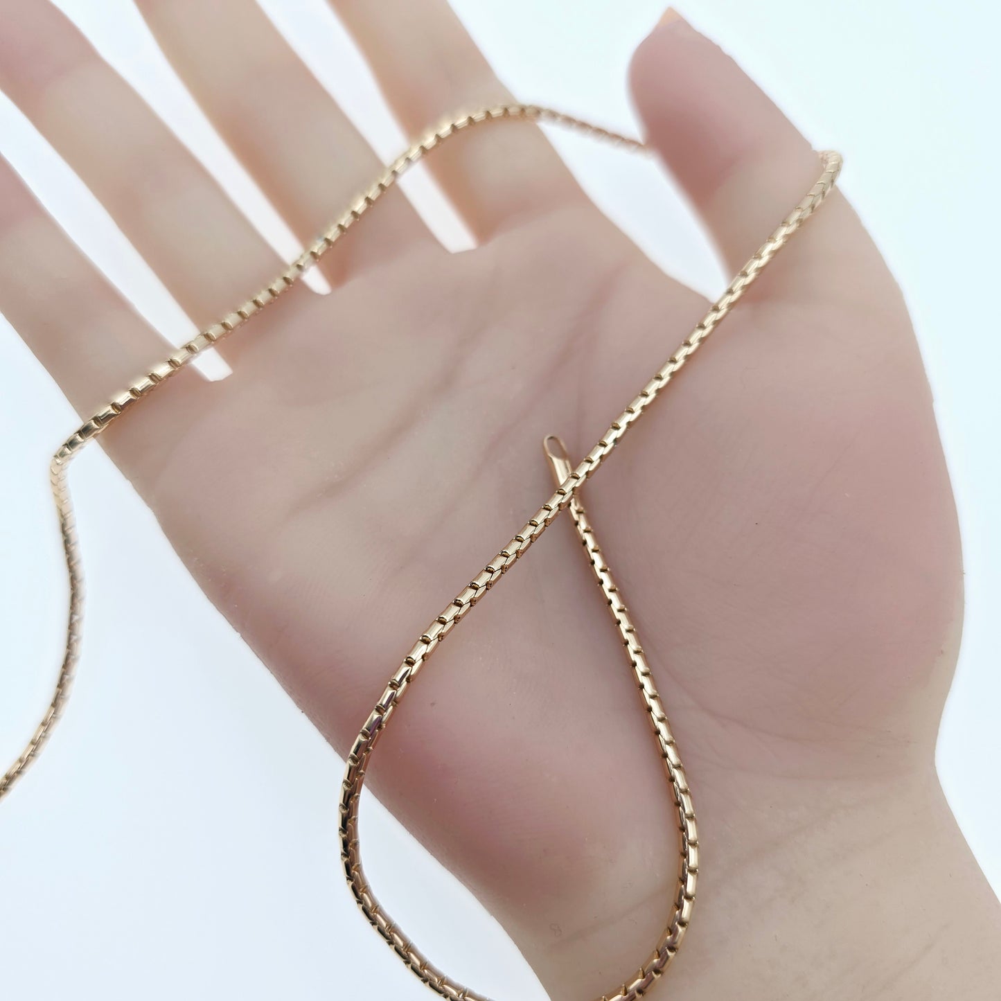 Slim Rose Gold Box Chain Necklace for Men & Women, 19.7 Inch Length, XPNL0077 (2008-7)