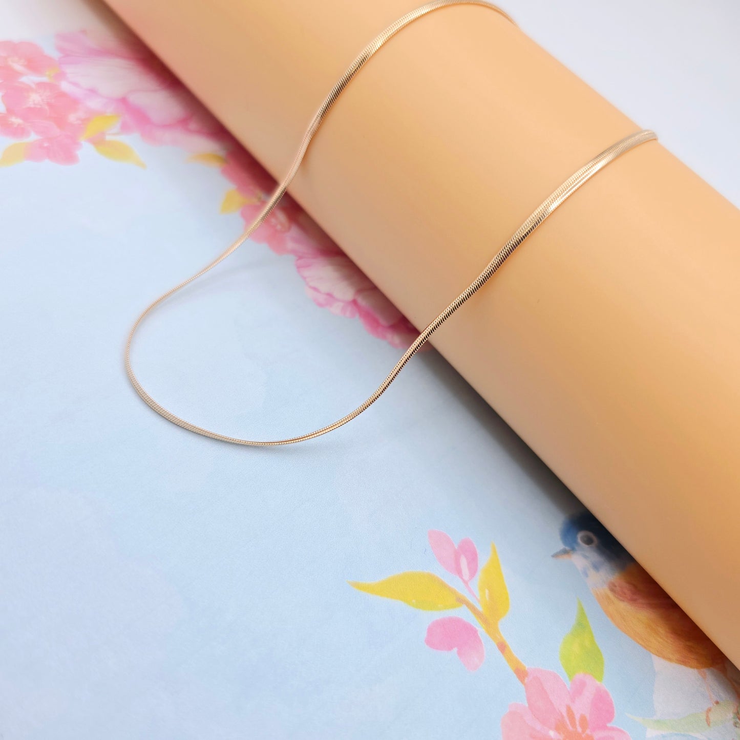 Minimalist Rose Gold Snake Chain Necklace for Women, 17.7 Inch Length, XPNL0080 (2008-10)