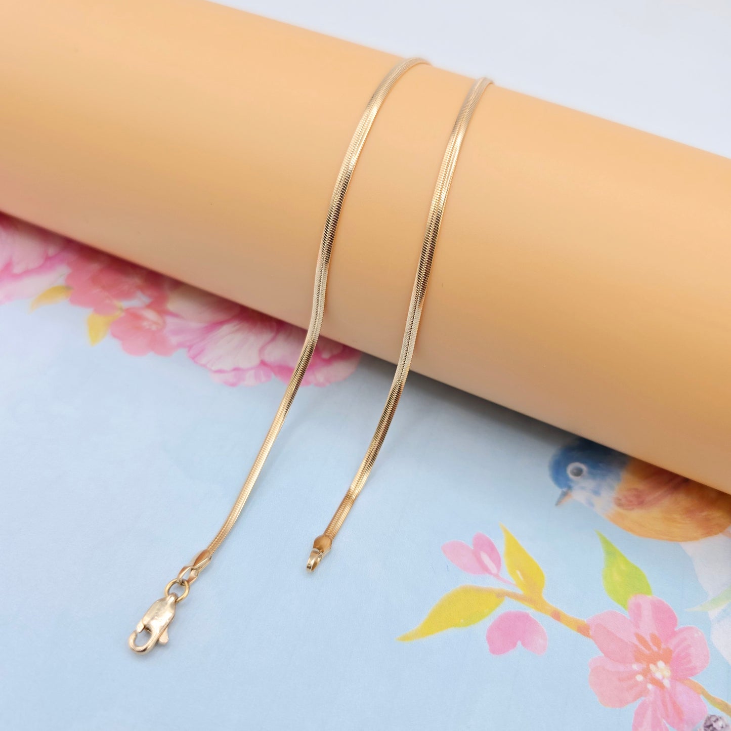Minimalist Rose Gold Snake Chain Necklace for Women, 17.7 Inch Length, XPNL0080 (2008-10)