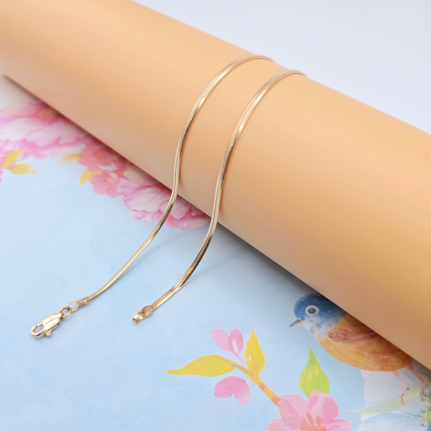 Minimalist Rose Gold Snake Chain Necklace for Women, 17.7 Inch Length, XPNL0080 (2008-10)