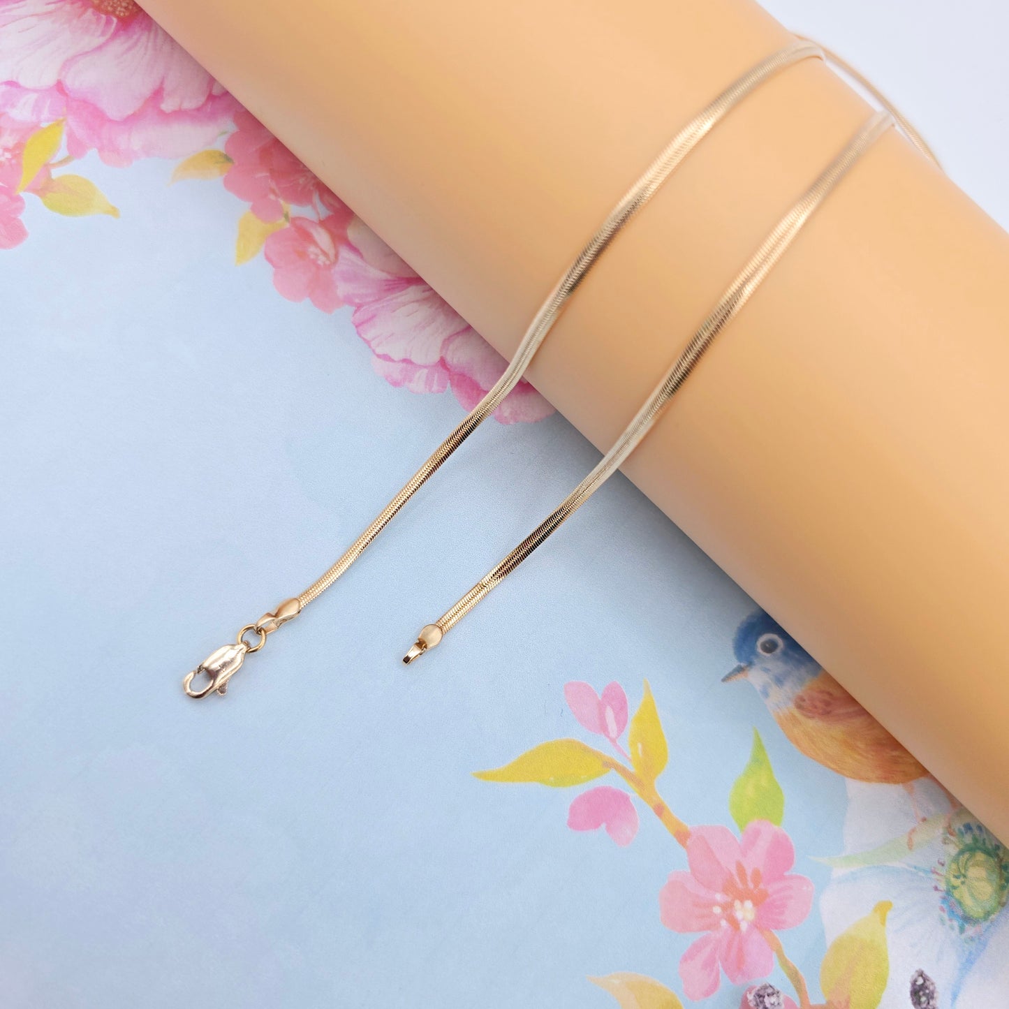 Minimalist Rose Gold Snake Chain Necklace for Women, 17.7 Inch Length, XPNL0080 (2008-10)