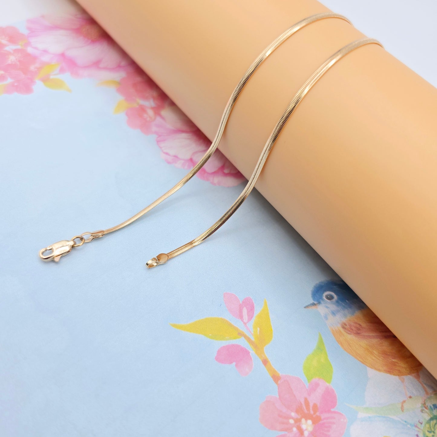 Minimalist Rose Gold Snake Chain Necklace for Women, 17.7 Inch Length, XPNL0080 (2008-10)
