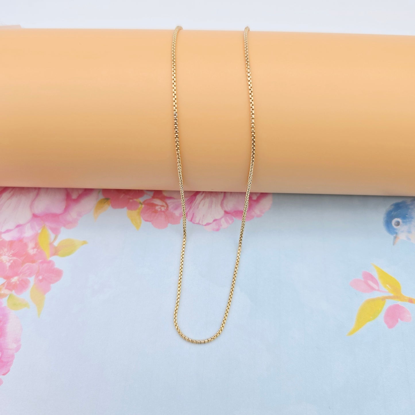 Minimal Rose Gold Box Chain Necklace for Women, 19.7 Inch Length, XPNL0089 (2009-9)