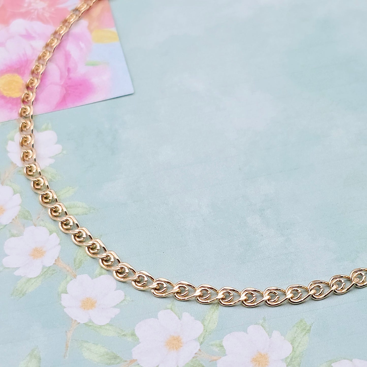 Glossy Rose Gold Heart Link Chain Necklace, 23.6 Inch Romantic Style, XPNL0090 (2009-10)
