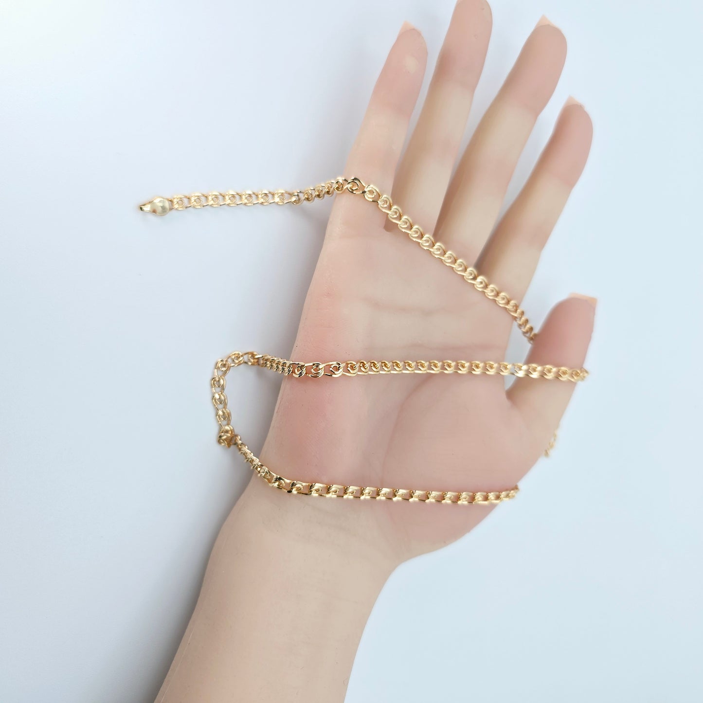 Glossy Rose Gold Heart Link Chain Necklace, 23.6 Inch Romantic Style, XPNL0090 (2009-10)