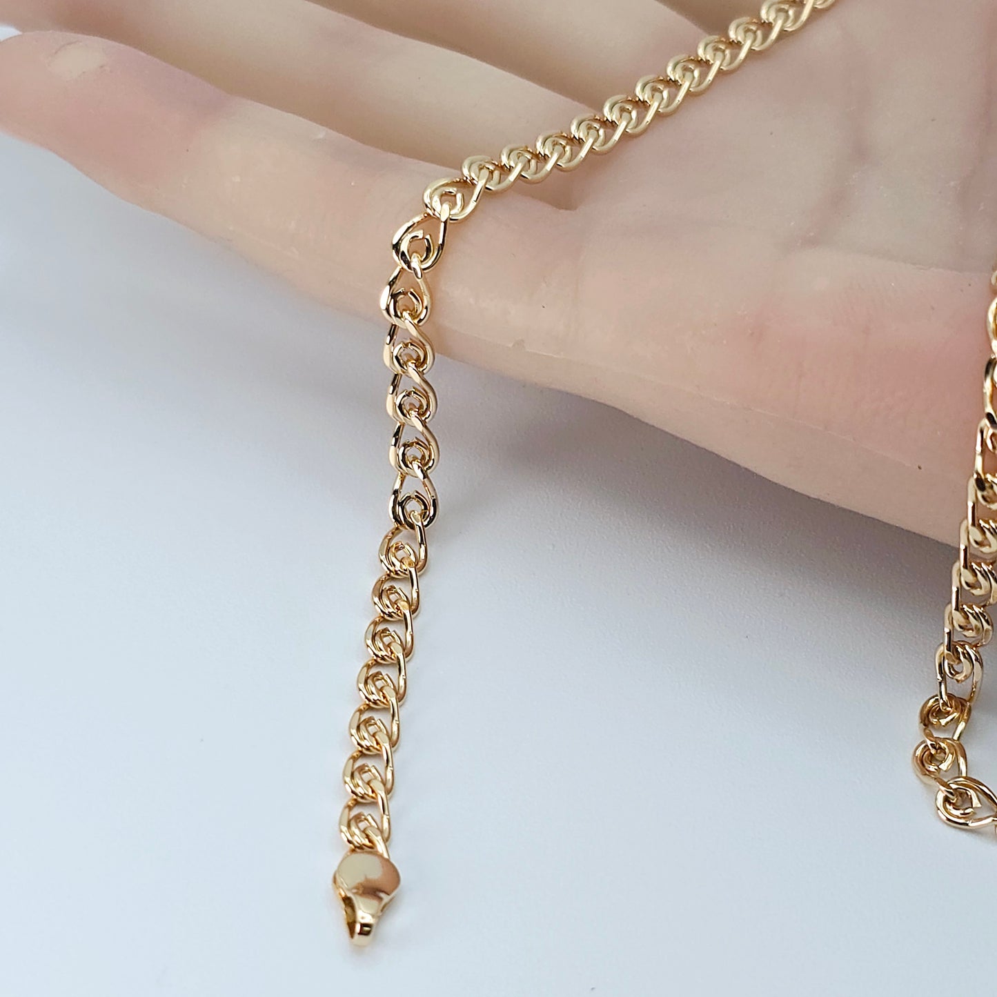 Glossy Rose Gold Heart Link Chain Necklace, 23.6 Inch Romantic Style, XPNL0090 (2009-10)
