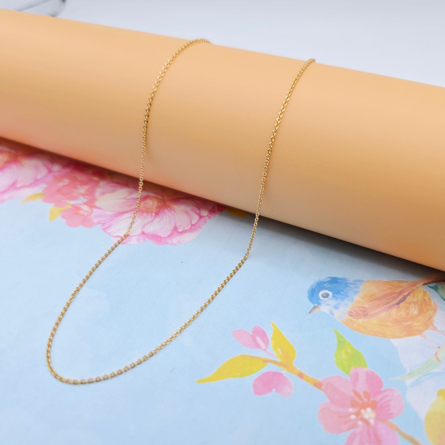 Elegant Rose Gold Cable Chain Necklace, 24 Inch, Gold Plated Brass, XPNL0100 (2010-10)