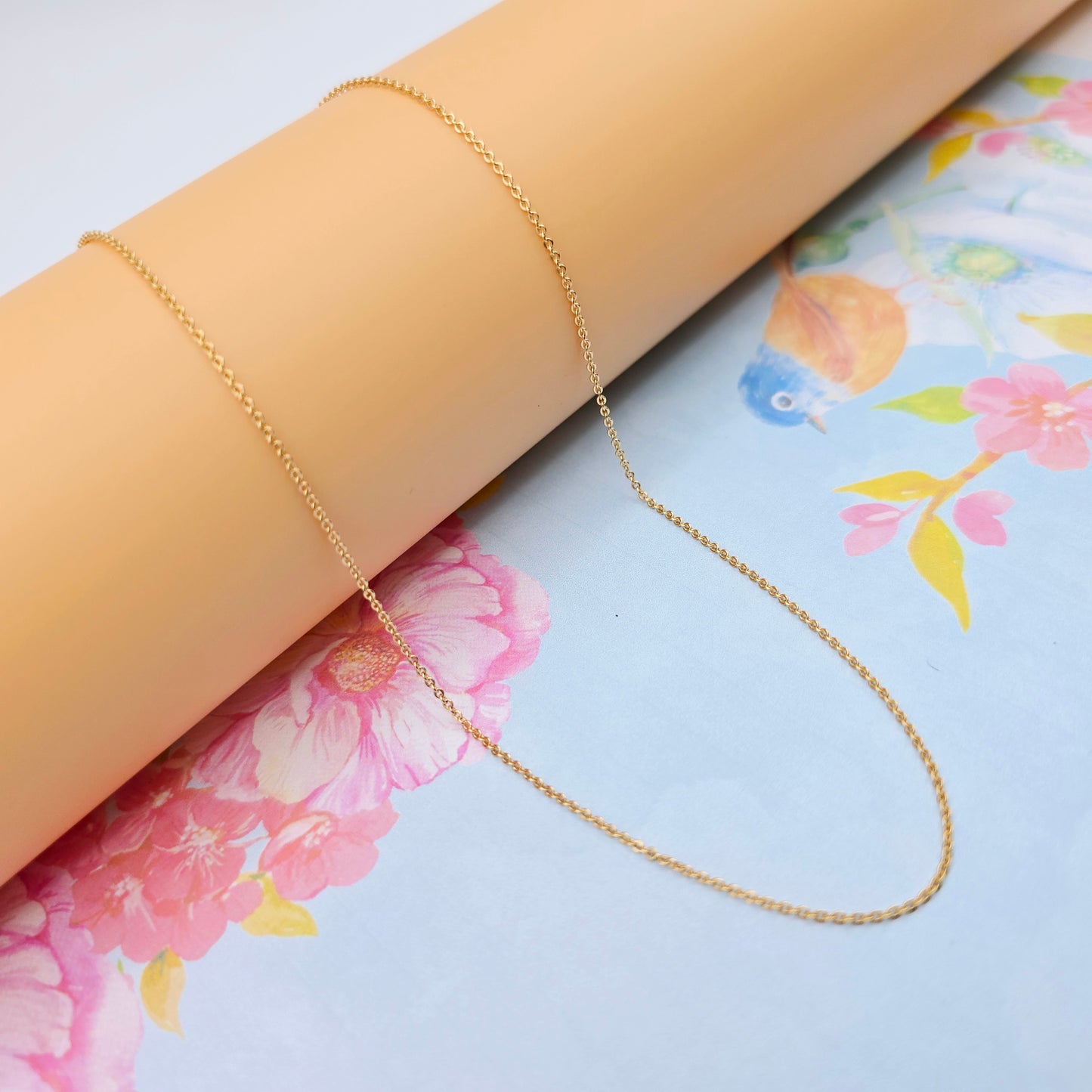 Elegant Rose Gold Cable Chain Necklace, 24 Inch, Gold Plated Brass, XPNL0100 (2010-10)