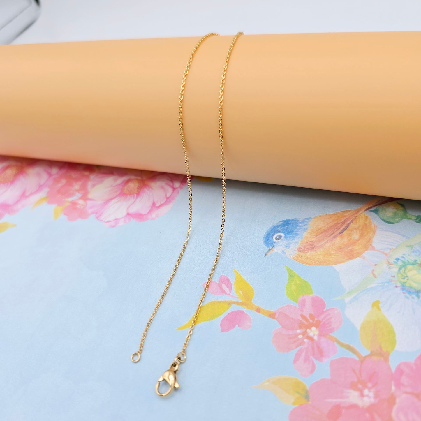 Elegant Rose Gold Cable Chain Necklace, 24 Inch, Gold Plated Brass, XPNL0100 (2010-10)