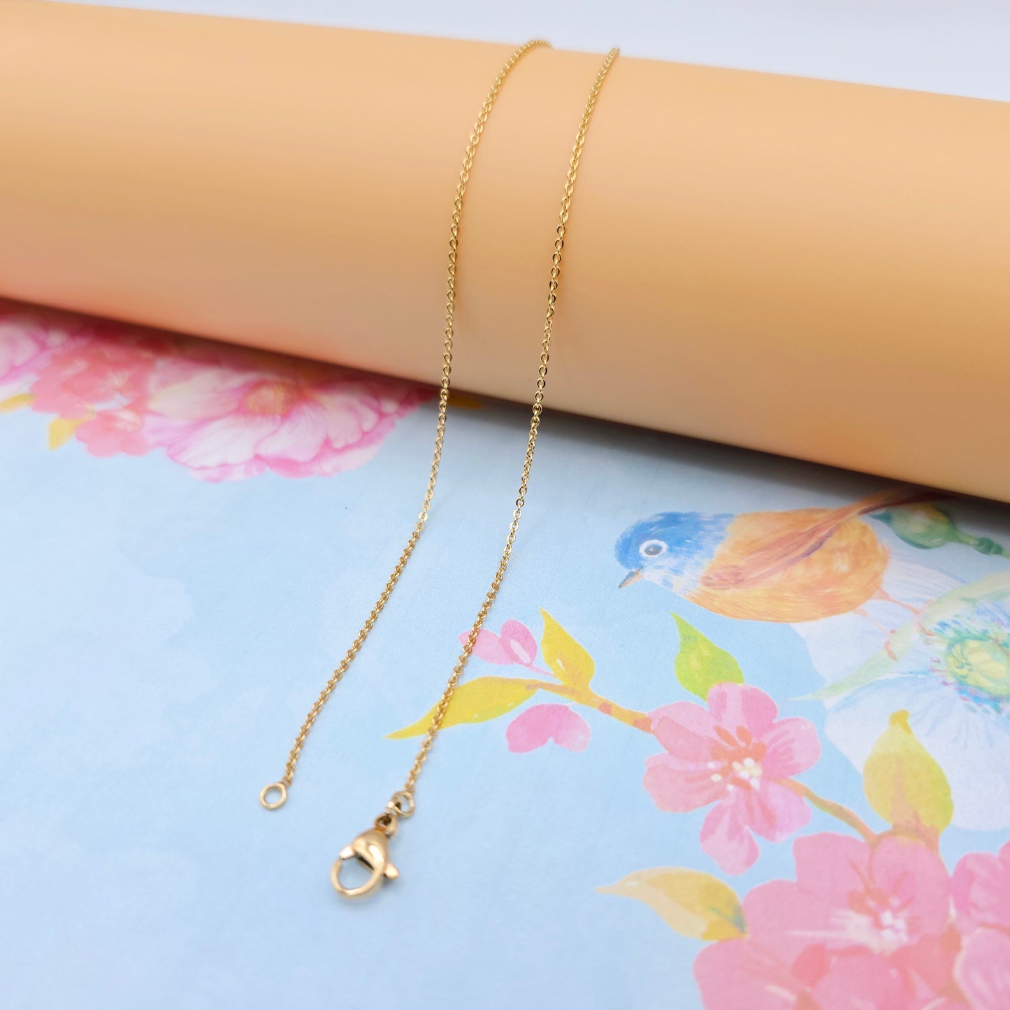 Elegant Rose Gold Cable Chain Necklace, 24 Inch, Gold Plated Brass, XPNL0100 (2010-10)