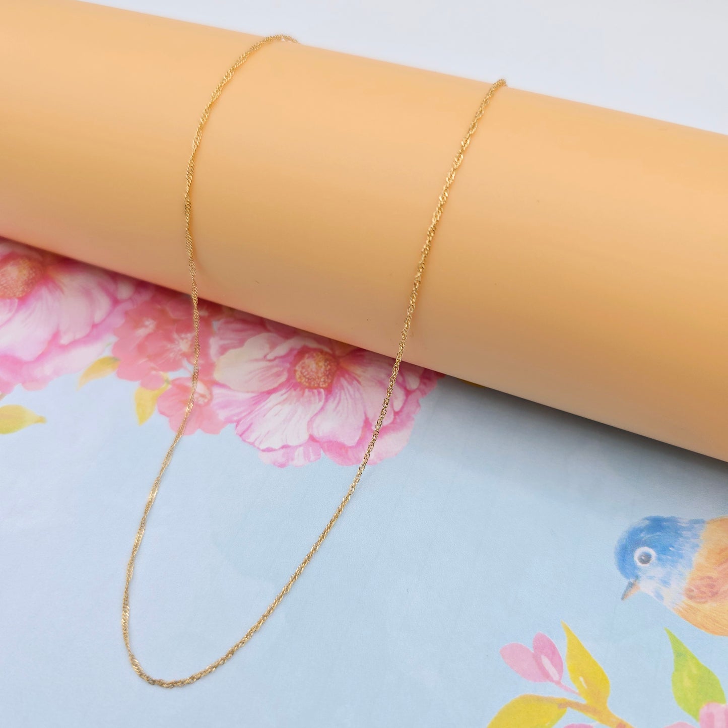 Dainty Rose Gold Twisted Rope Chain Necklace, 24 Inch, Gold Plated, XPNL0108 (2011-8)