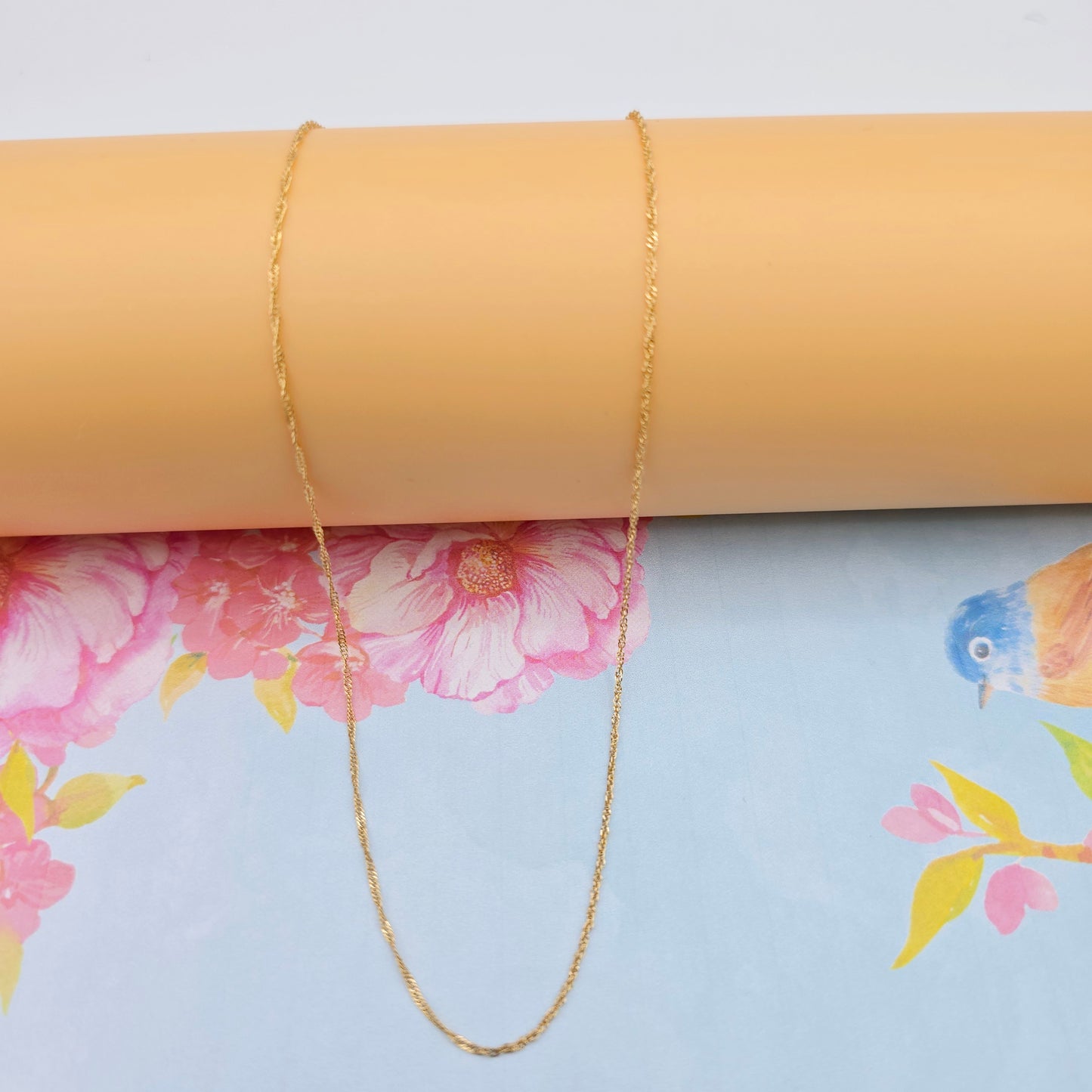 Dainty Rose Gold Twisted Rope Chain Necklace, 24 Inch, Gold Plated, XPNL0108 (2011-8)