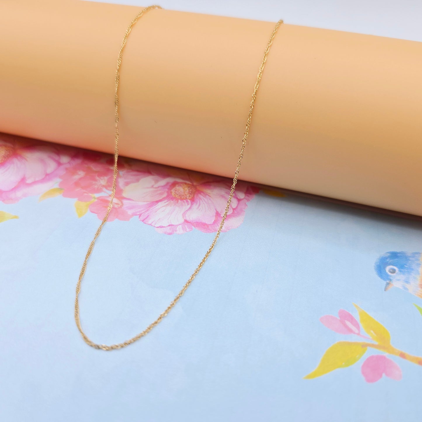 Dainty Rose Gold Twisted Rope Chain Necklace, 24 Inch, Gold Plated, XPNL0108 (2011-8)