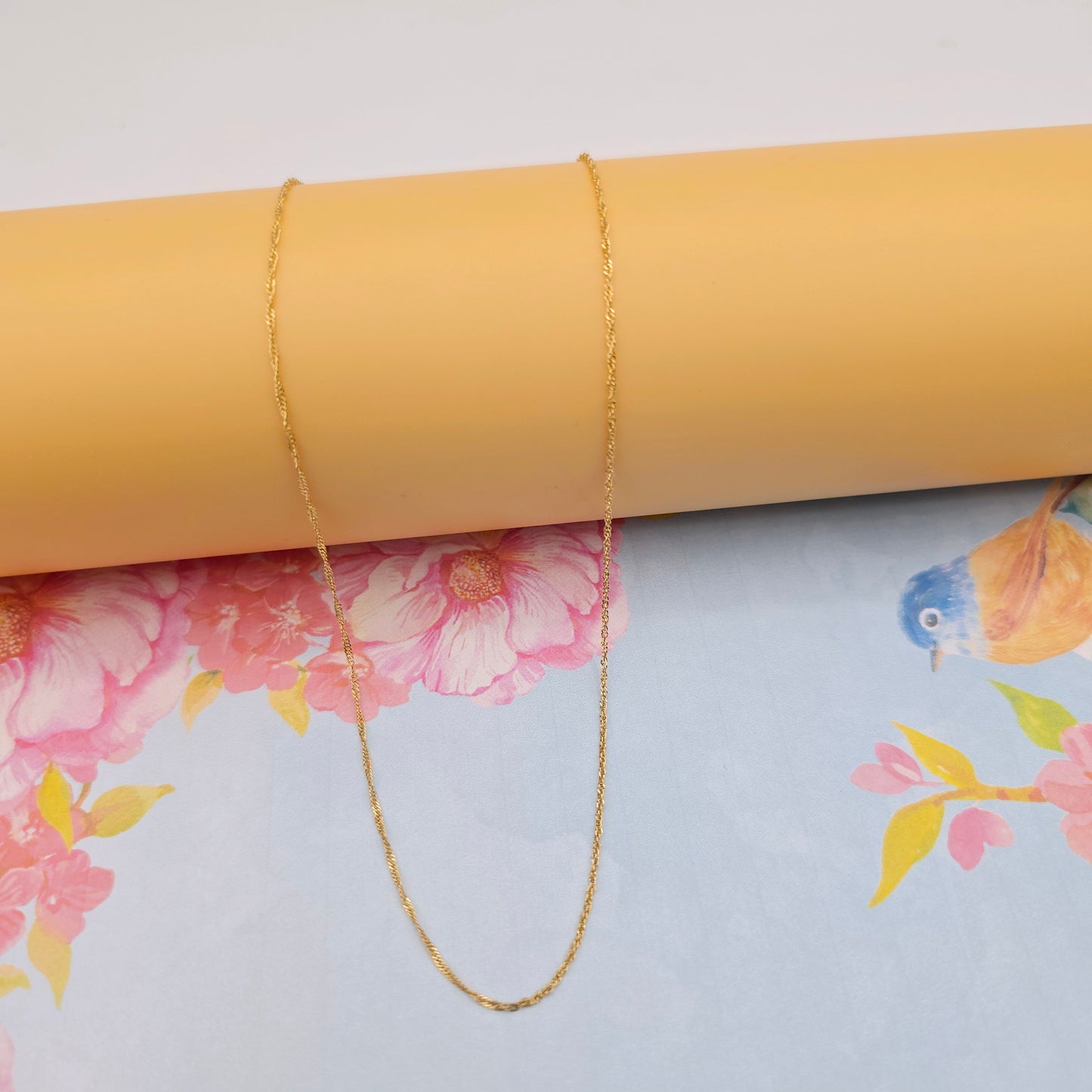 Dainty Rose Gold Twisted Rope Chain Necklace, 24 Inch, Gold Plated, XPNL0108 (2011-8)