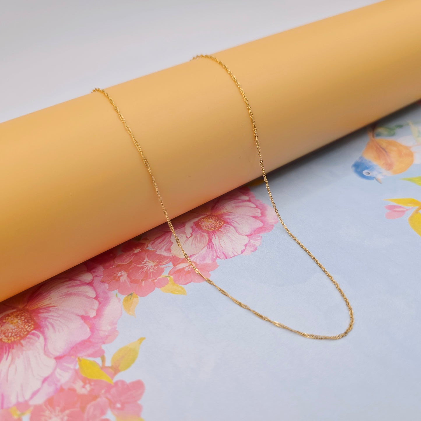 Dainty Rose Gold Twisted Rope Chain Necklace, 24 Inch, Gold Plated, XPNL0108 (2011-8)