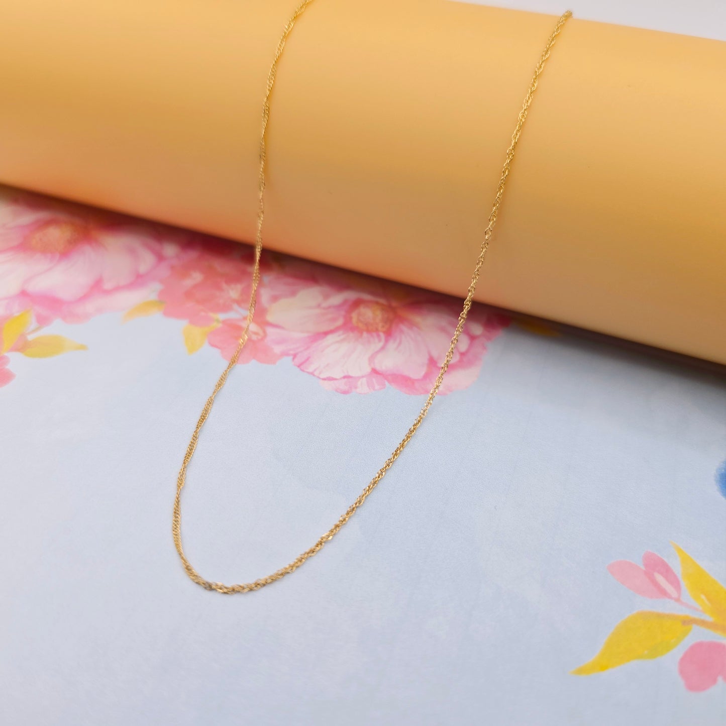 Dainty Rose Gold Twisted Rope Chain Necklace, 24 Inch, Gold Plated, XPNL0108 (2011-8)