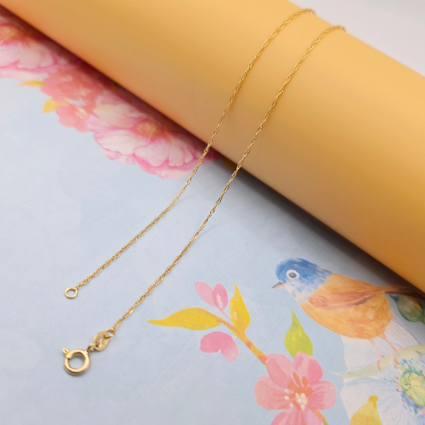 Dainty Rose Gold Twisted Rope Chain Necklace, 24 Inch, Gold Plated, XPNL0108 (2011-8)