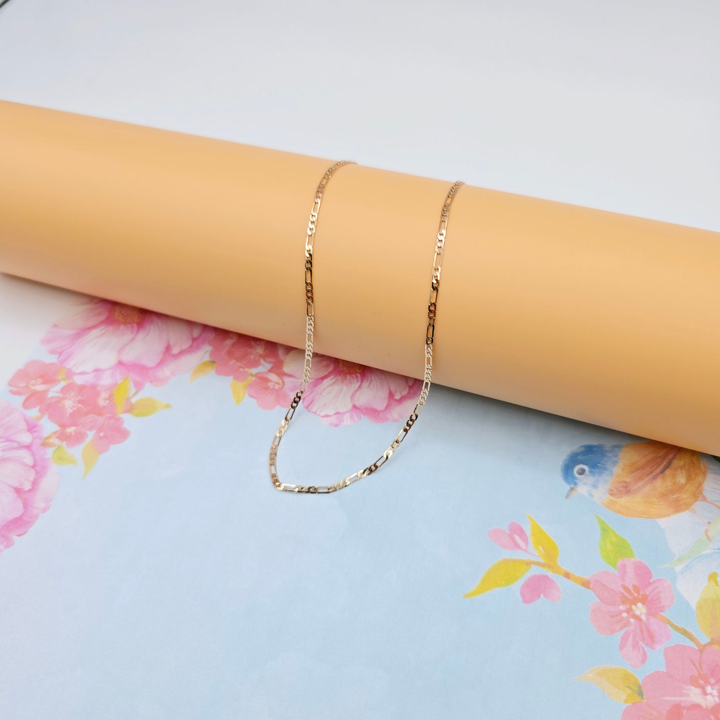 Elegant Rose Gold Figaro Chain Necklace – 50cm Brass Gold Plated, XPNL0113 (2012-3)