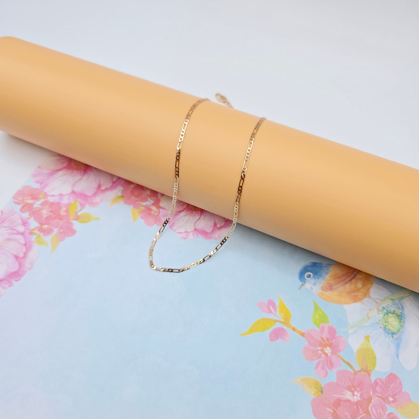 Elegant Rose Gold Figaro Chain Necklace – 50cm Brass Gold Plated, XPNL0113 (2012-3)