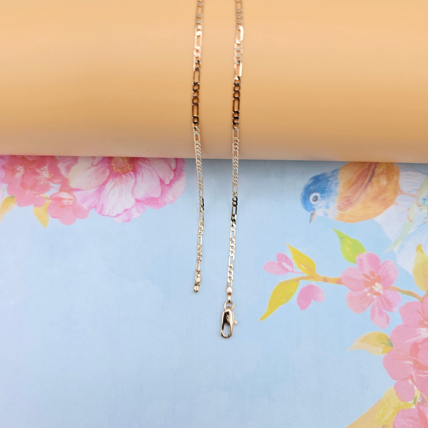 Elegant Rose Gold Figaro Chain Necklace – 50cm Brass Gold Plated, XPNL0113 (2012-3)